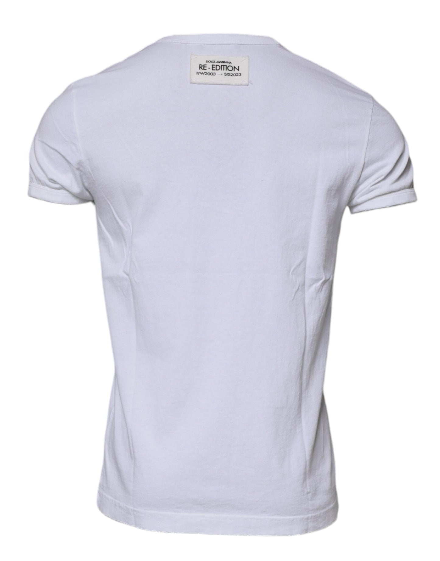 Camiseta de manga corta con cuello redondo y rayas blancas de Dolce & Gabbana