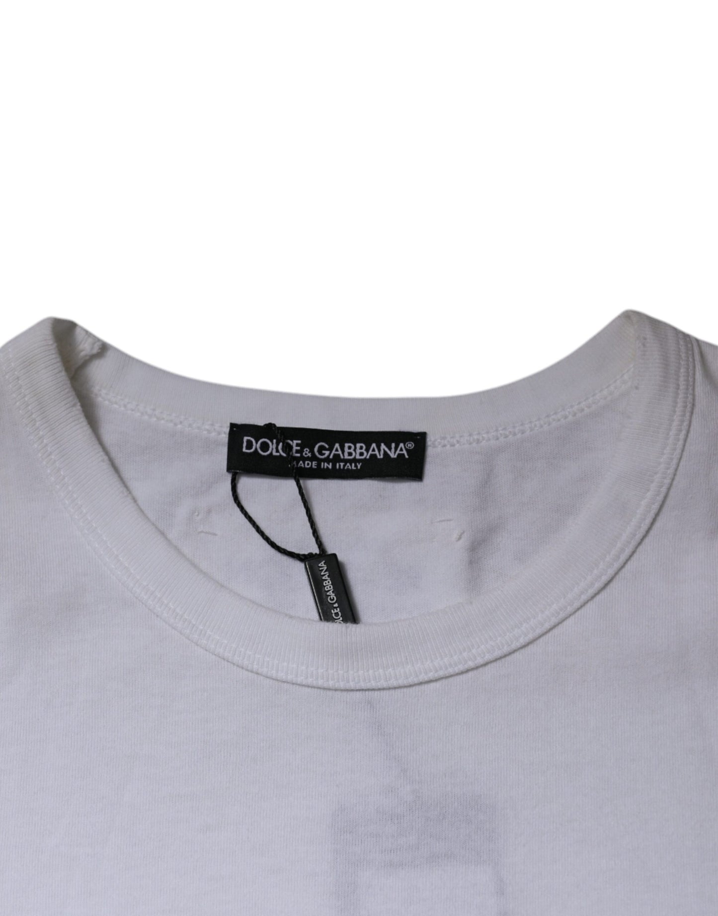 Camiseta de manga corta con cuello redondo y rayas blancas de Dolce & Gabbana