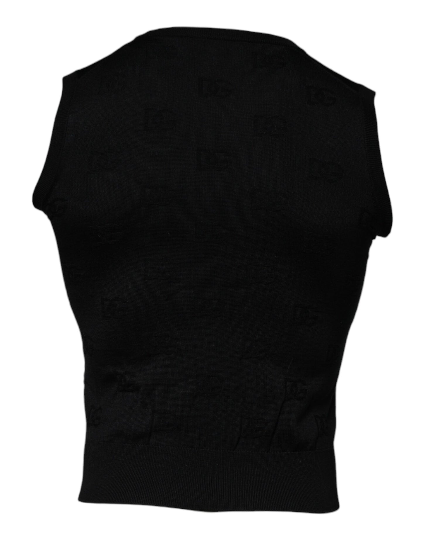 Camiseta sin mangas de cuello redondo de seda negra de Dolce & Gabbana