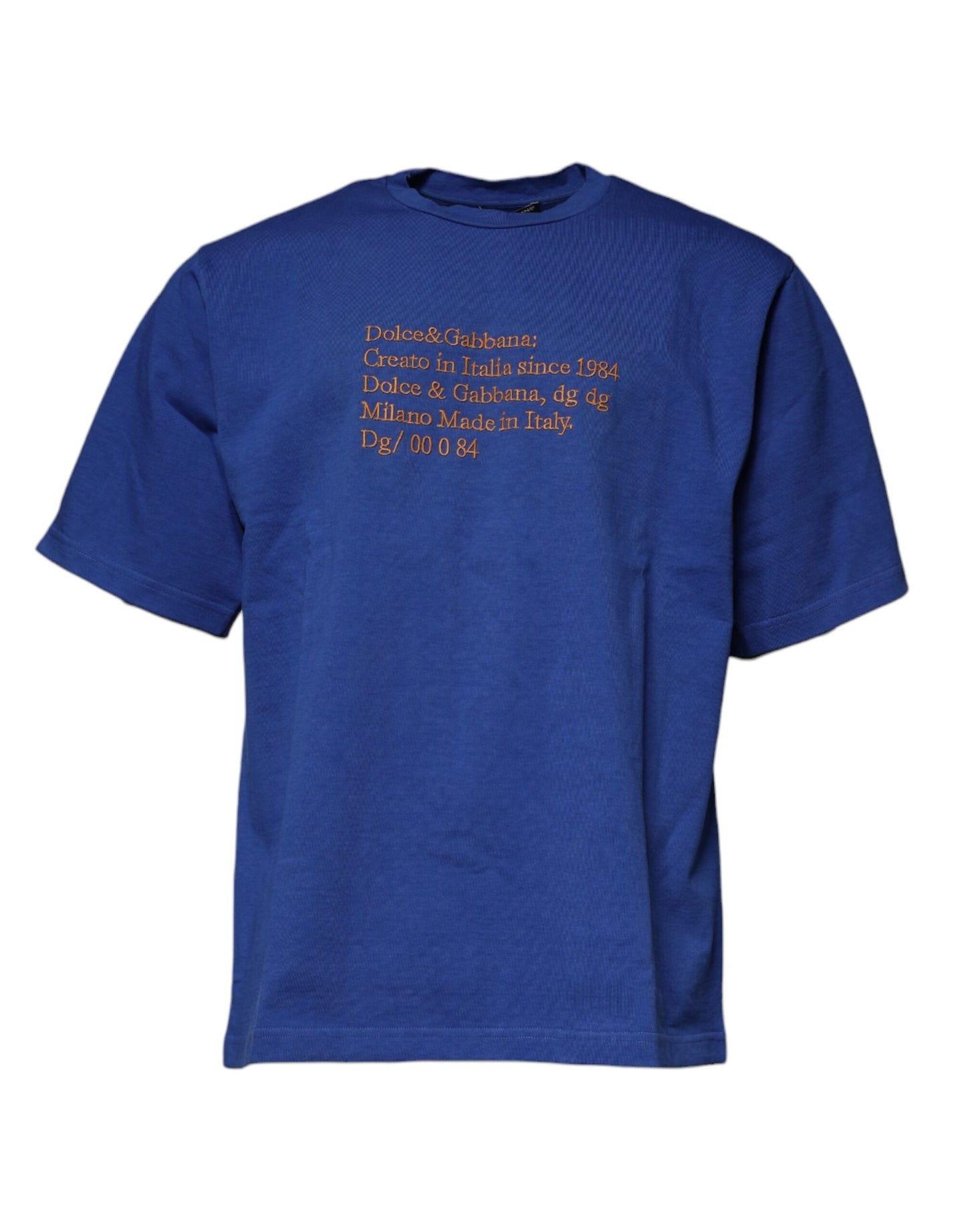Camiseta de algodón con cuello redondo y estampado gráfico azul de Dolce & Gabbana
