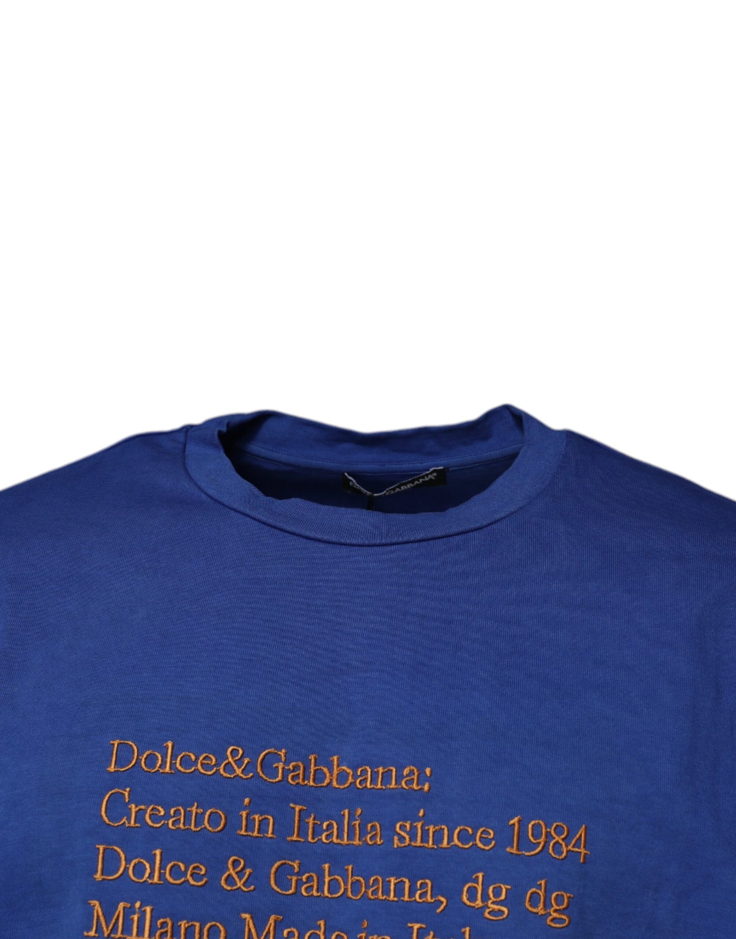 Camiseta de algodón con cuello redondo y estampado gráfico azul de Dolce & Gabbana