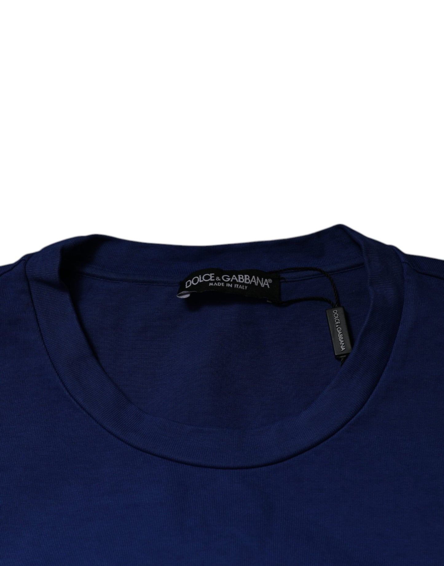 Camiseta de algodón con cuello redondo y estampado gráfico azul de Dolce & Gabbana