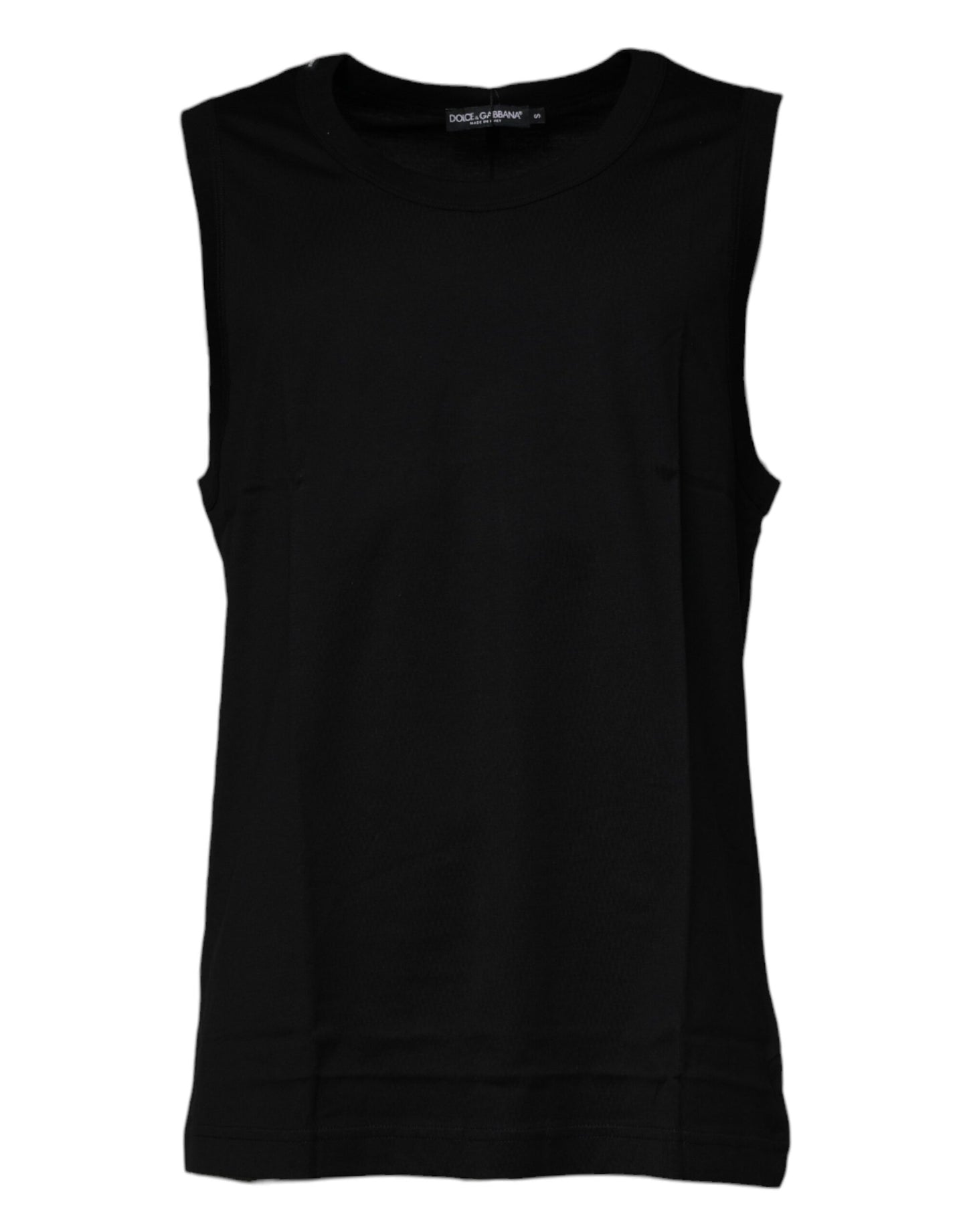 Camiseta sin mangas de cuello redondo de algodón negro de Dolce & Gabbana
