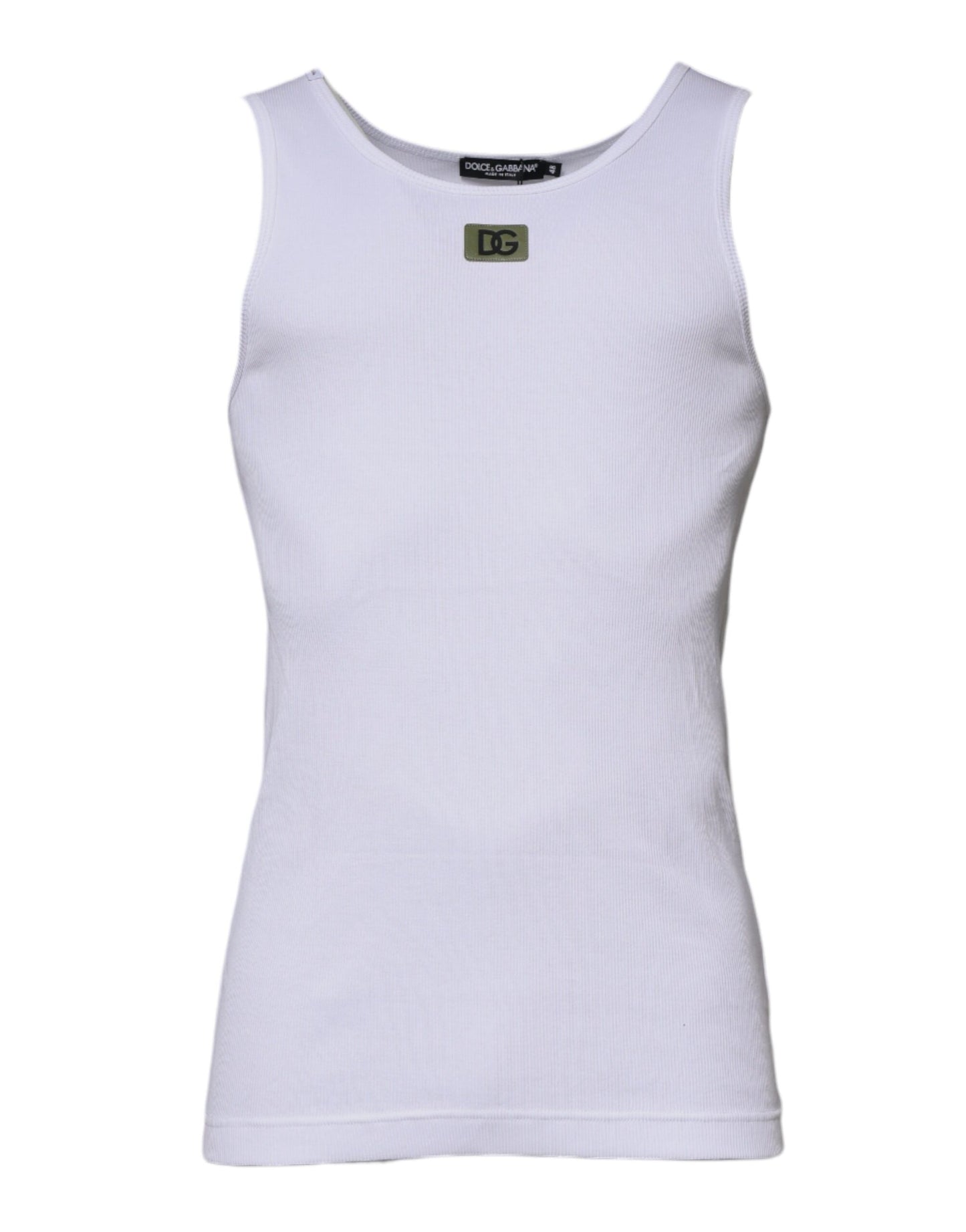 Camiseta sin mangas de cuello redondo de algodón blanco Dolce & Gabbana
