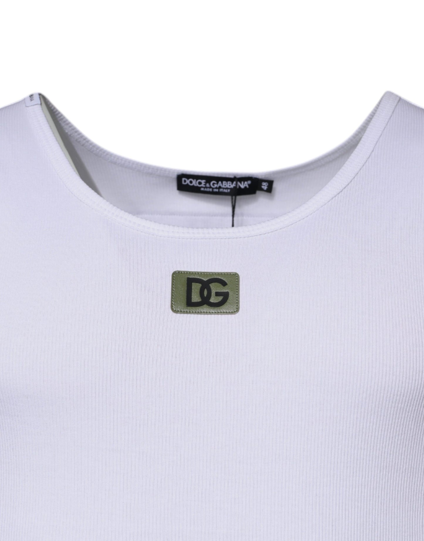 Camiseta sin mangas de cuello redondo de algodón blanco Dolce & Gabbana