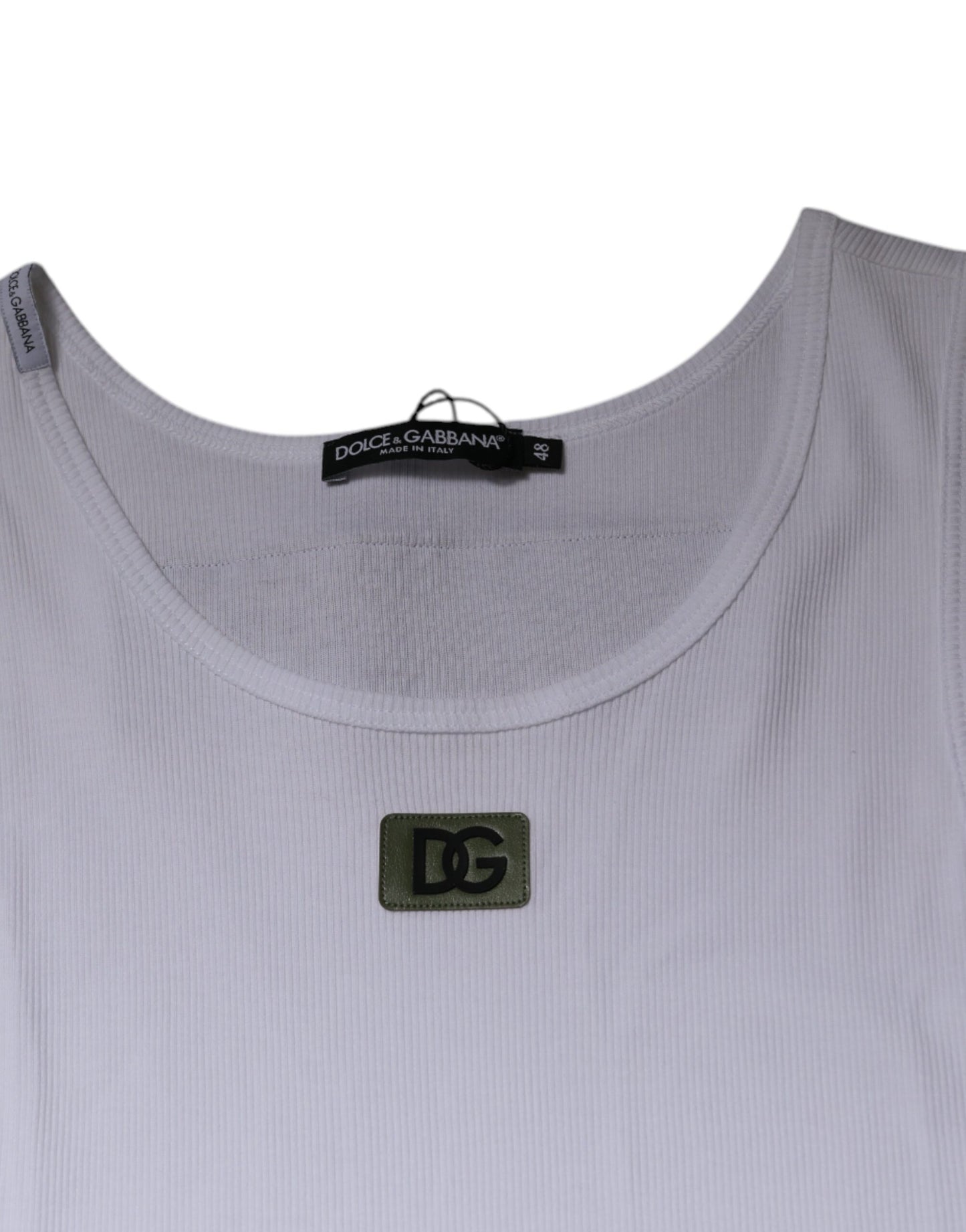Camiseta sin mangas de cuello redondo de algodón blanco Dolce & Gabbana