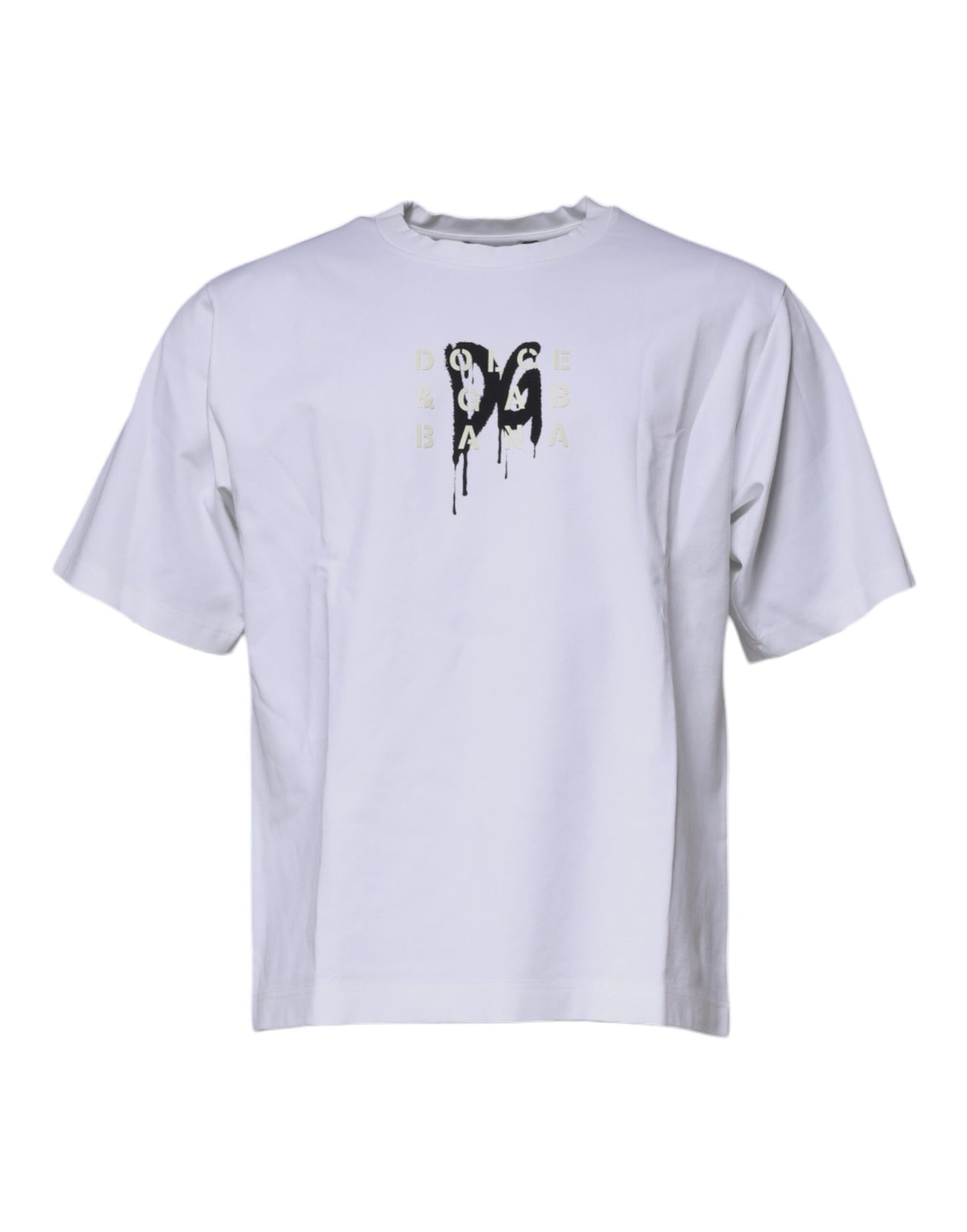 Camiseta blanca de algodón con cuello redondo y logotipo DG de Dolce & Gabbana
