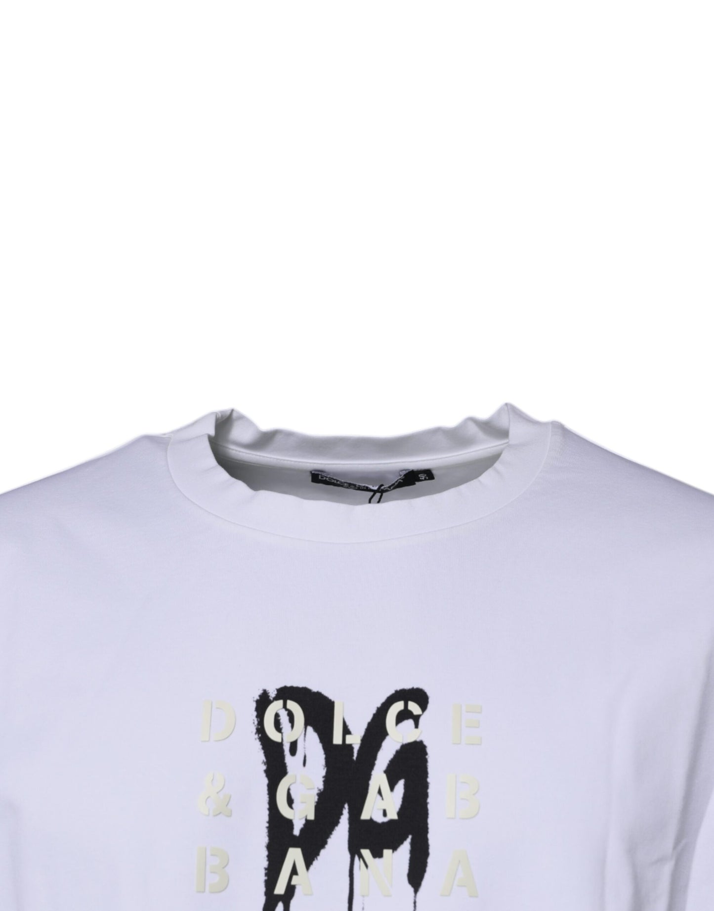Camiseta blanca de algodón con cuello redondo y logotipo DG de Dolce & Gabbana