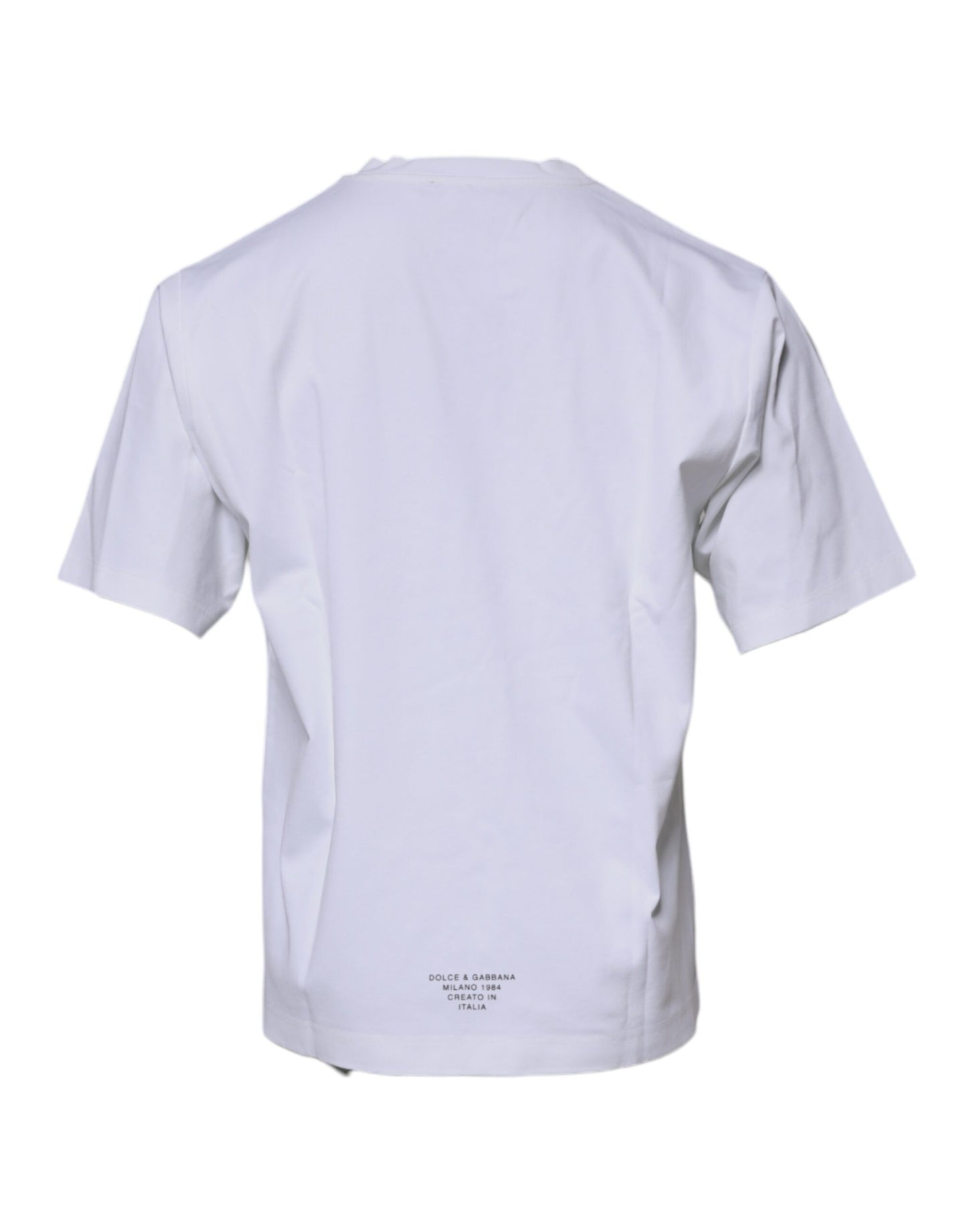 Camiseta blanca de algodón con cuello redondo y logotipo DG de Dolce & Gabbana