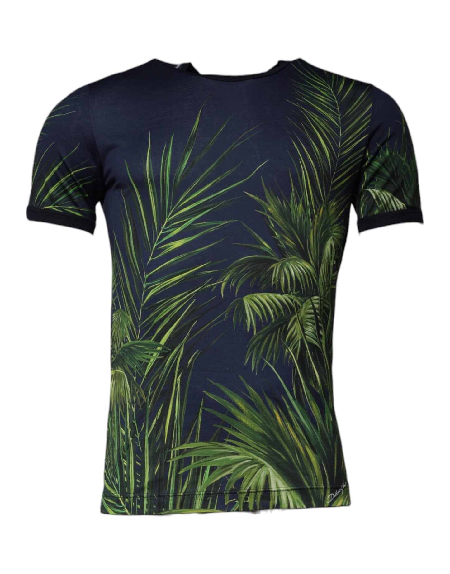 Camiseta de manga corta con cuello redondo y estampado de árbol azul de Dolce & Gabbana