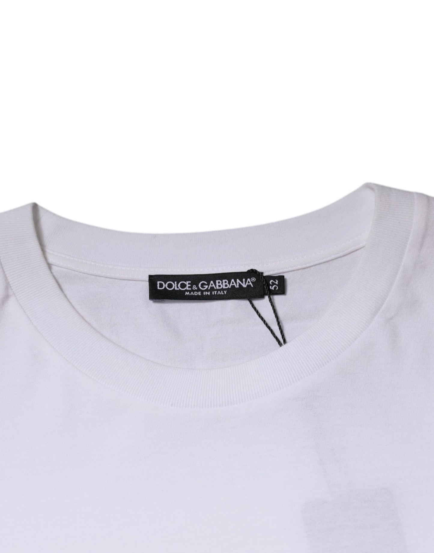 Camiseta blanca de algodón con cuello redondo DG Milano de Dolce & Gabbana