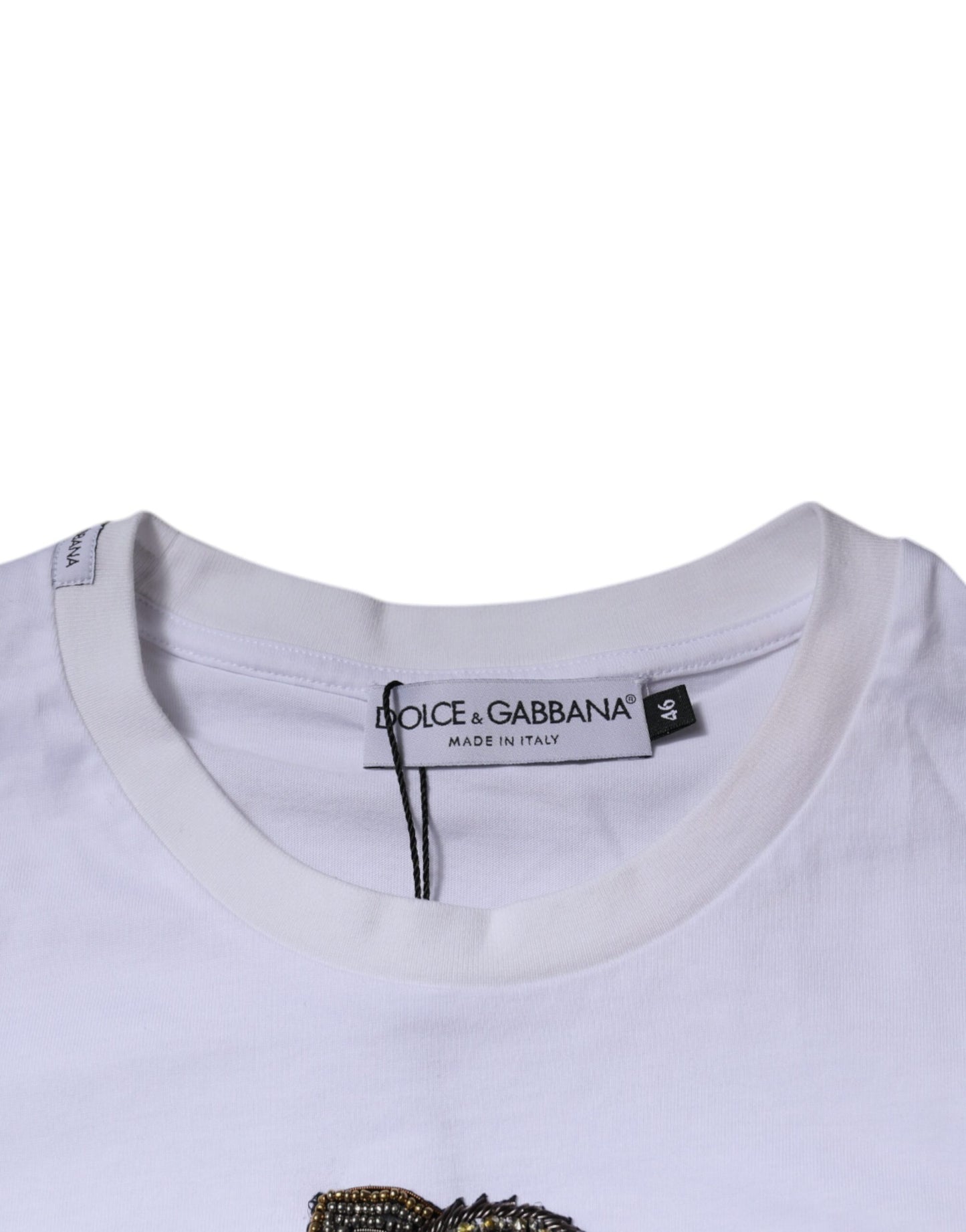 Camiseta blanca de algodón con cuello redondo y logotipo DG de Dolce & Gabbana