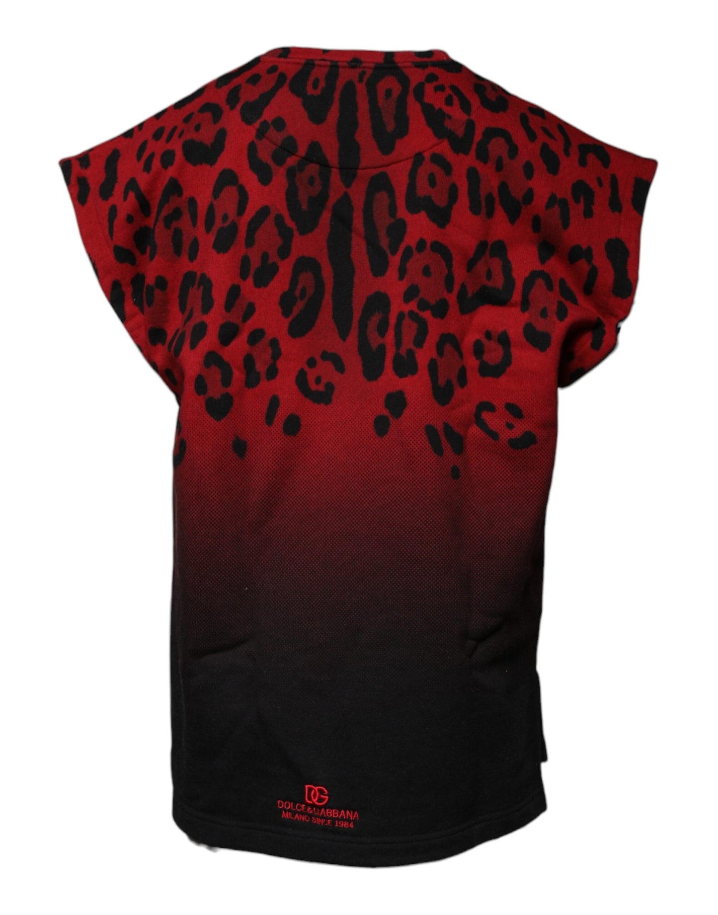 Camiseta sin mangas de algodón con estampado de leopardo rojo de Dolce & Gabbana