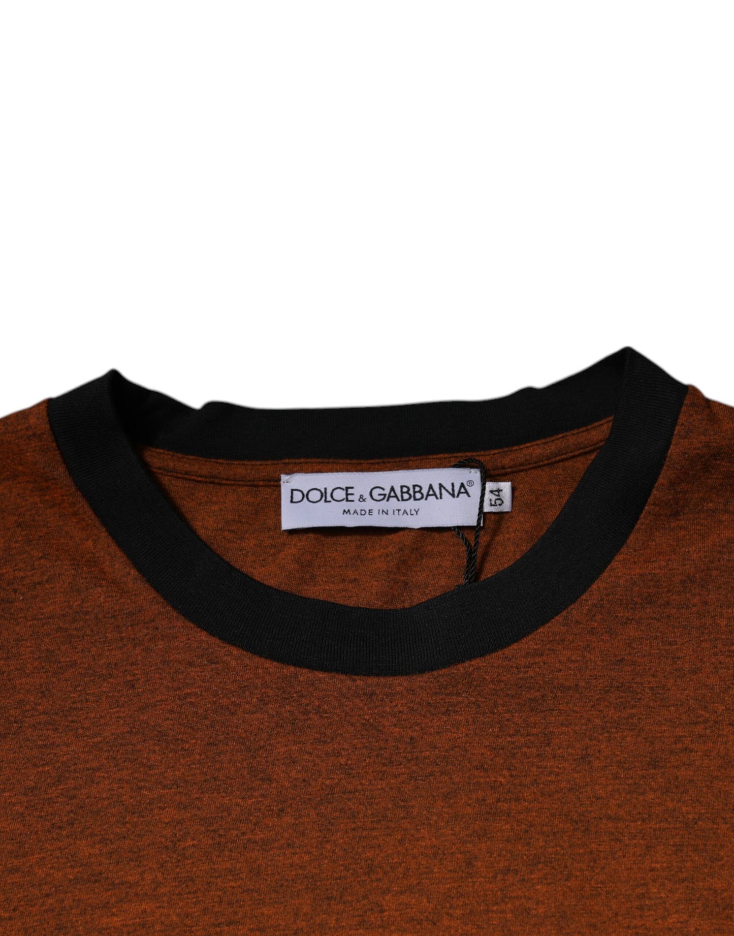Camiseta de algodón con cuello redondo y logotipo DG marrón de Dolce & Gabbana