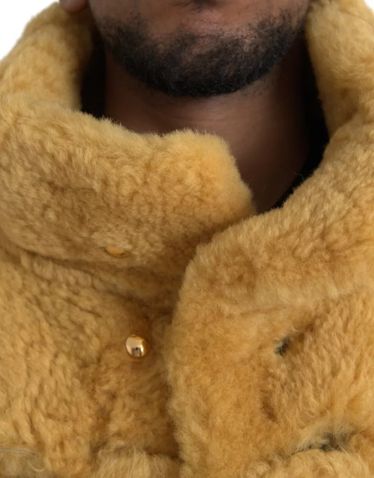 Chaqueta larga de peluche de lana amarilla de Bottega Veneta