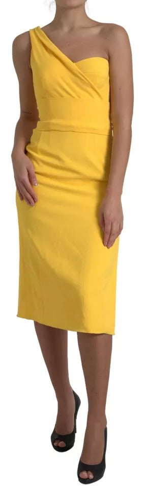 Dolce & Gabbana Yellow One Shoulder Side Slit Midi Dress – IT40|S par Dolce & Gabbana | Disponible sur Sandy Store ByNet
