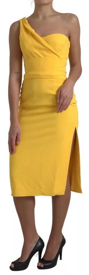 Dolce & Gabbana Yellow One Shoulder Side Slit Midi Dress – IT40|S par Dolce & Gabbana | Disponible sur Sandy Store ByNet