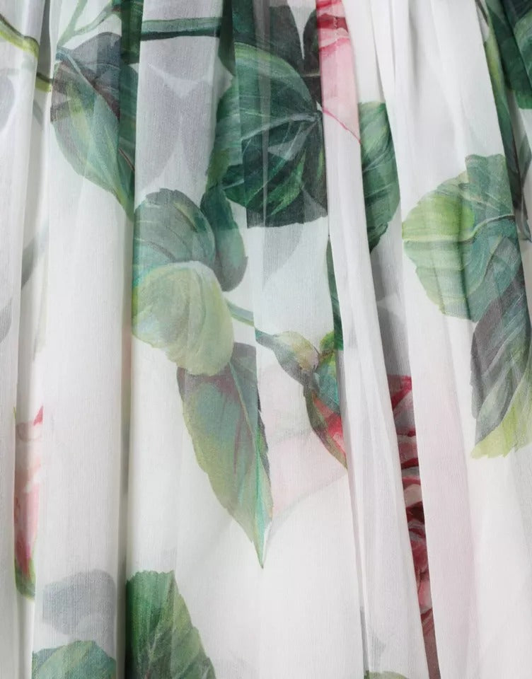 Dolce & Gabbana White Silk Floral Print A - line Midi Dress – IT38 | XS par Dolce & Gabbana | Disponible sur Sandy Store ByNet