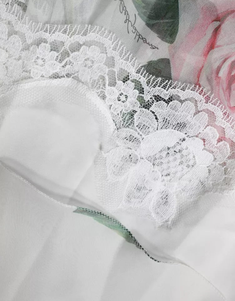 Dolce & Gabbana White Silk Floral Print A - line Midi Dress – IT38 | XS par Dolce & Gabbana | Disponible sur Sandy Store ByNet