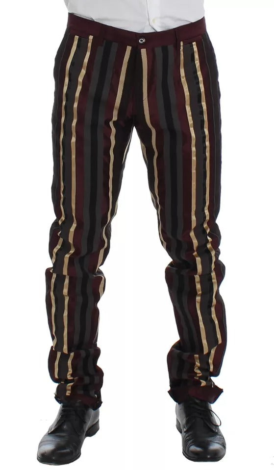 Traje de chaleco de tres piezas ajustado con rayas multicolor de Dolce & Gabbana