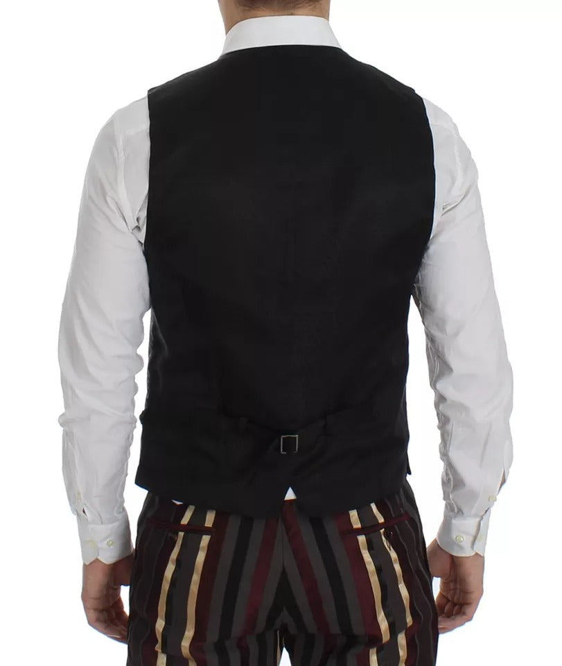 Traje de chaleco de tres piezas ajustado con rayas multicolor de Dolce & Gabbana