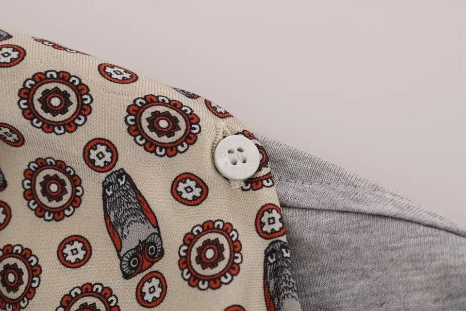 Dolce & Gabbana Gray Cotton Owl Silk Scarf Top T-shirt – IT44 | L par Dolce & Gabbana | Disponible sur Sandy Store ByNet