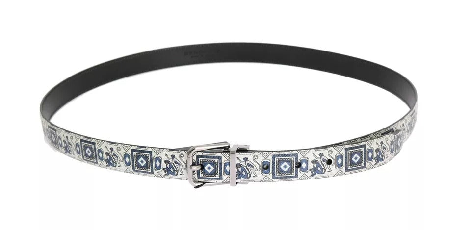 Conjunto de regalo con cinturón de cuero y pajarita de seda azul y blanco de Dolce & Gabbana