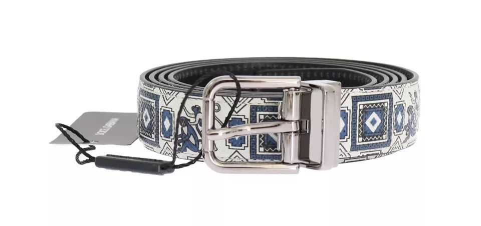 Conjunto de regalo con cinturón de cuero y pajarita de seda azul y blanco de Dolce & Gabbana
