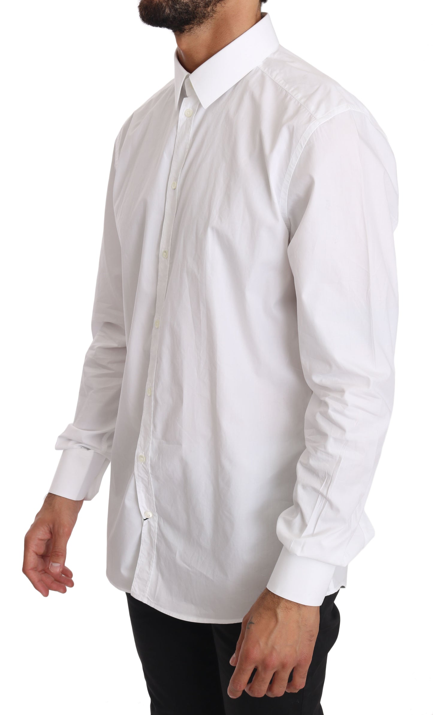 Dolce & Gabbana Camisa de vestir elegante de corte slim en blanco puro