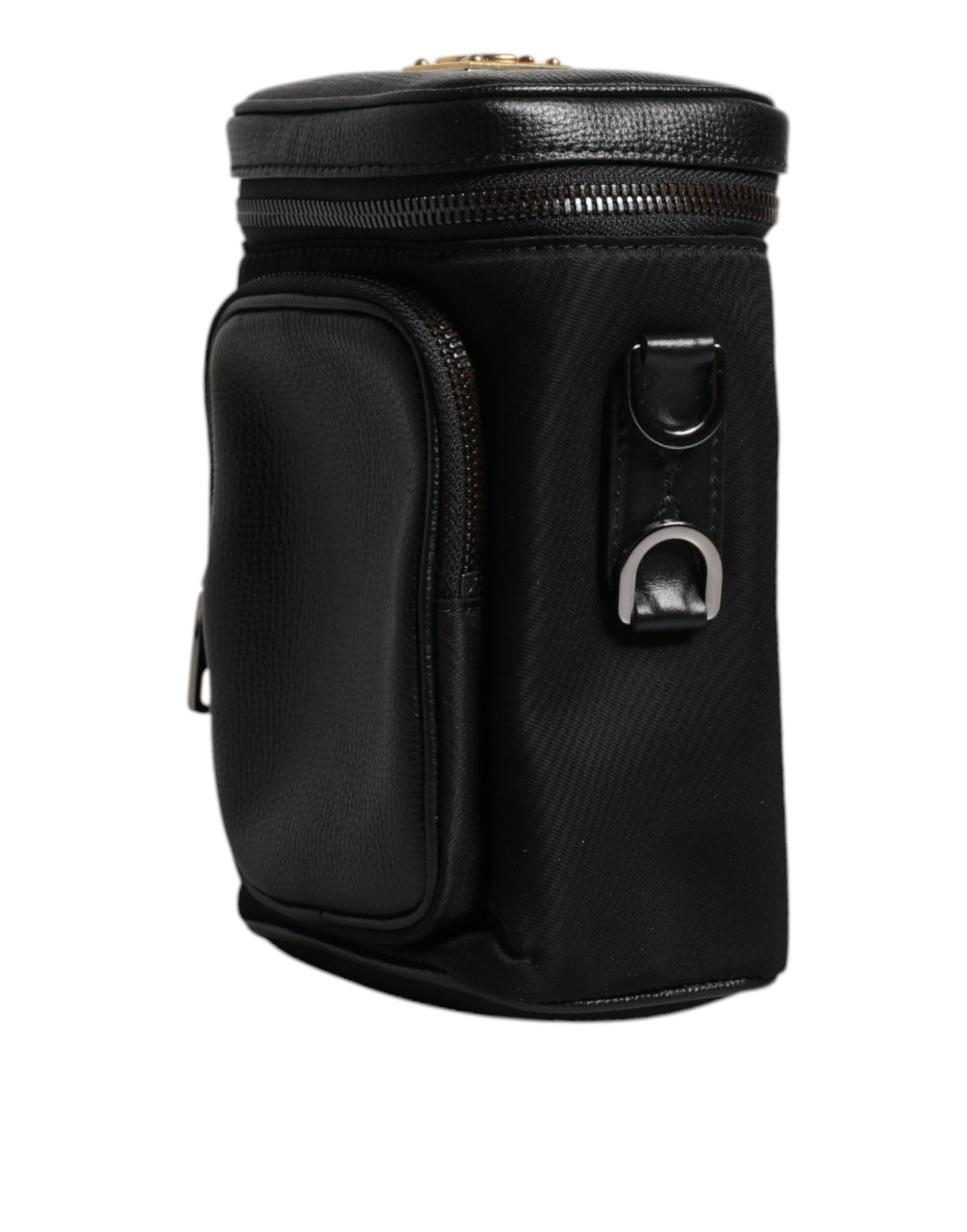 Bolso bandolera con cámara y logotipo de Dolce & Gabbana en piel negra