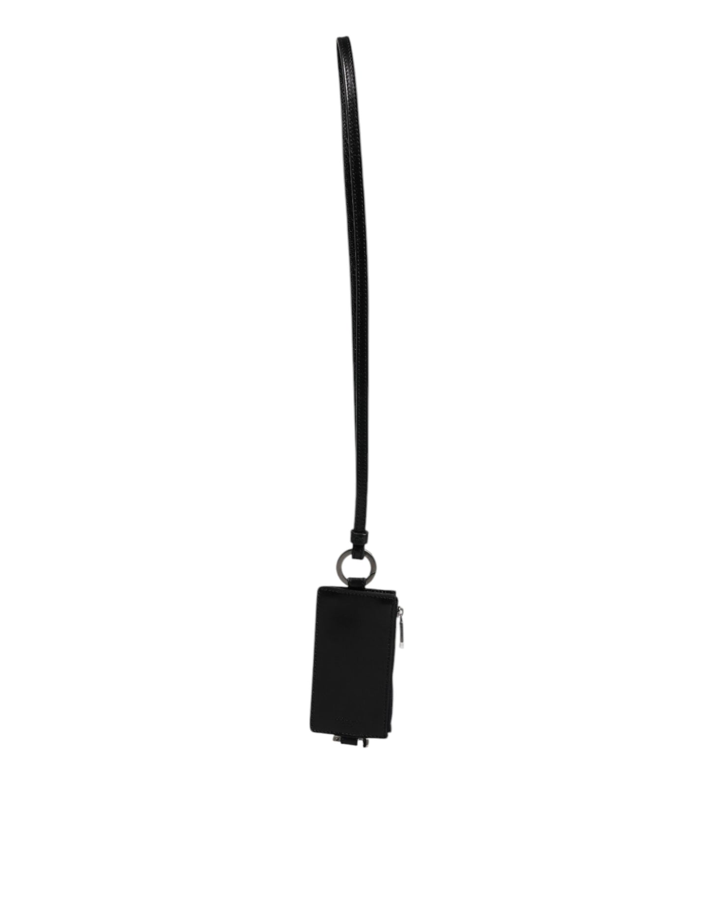 Cartera con tarjetero y cordón de cuero con el logotipo de Dolce & Gabbana Black Horse