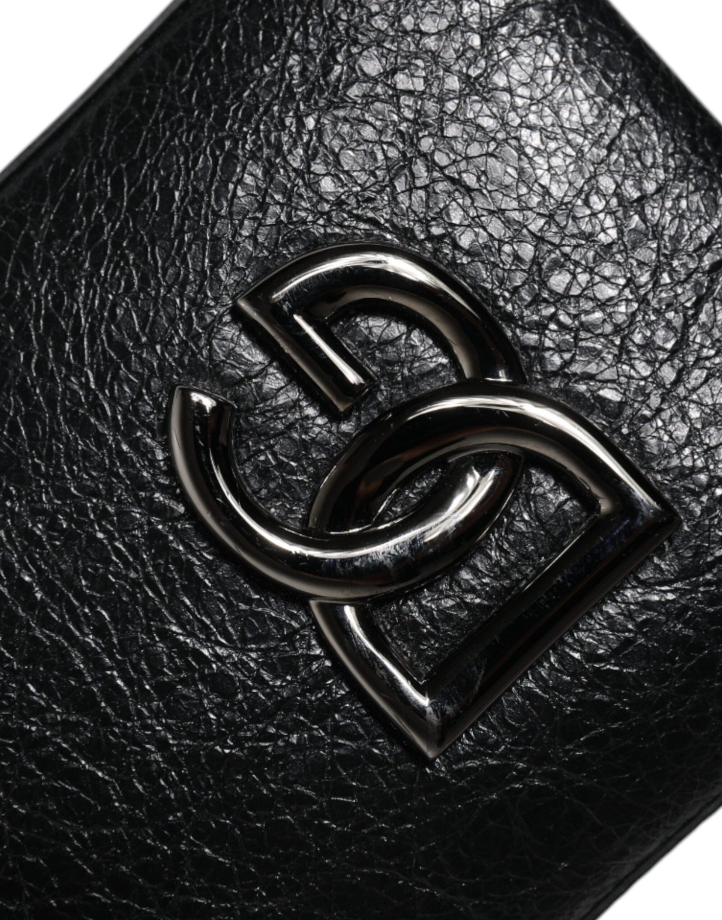 Bolso bandolera de cuero negro Dolce & Gabbana con cadena para teléfono