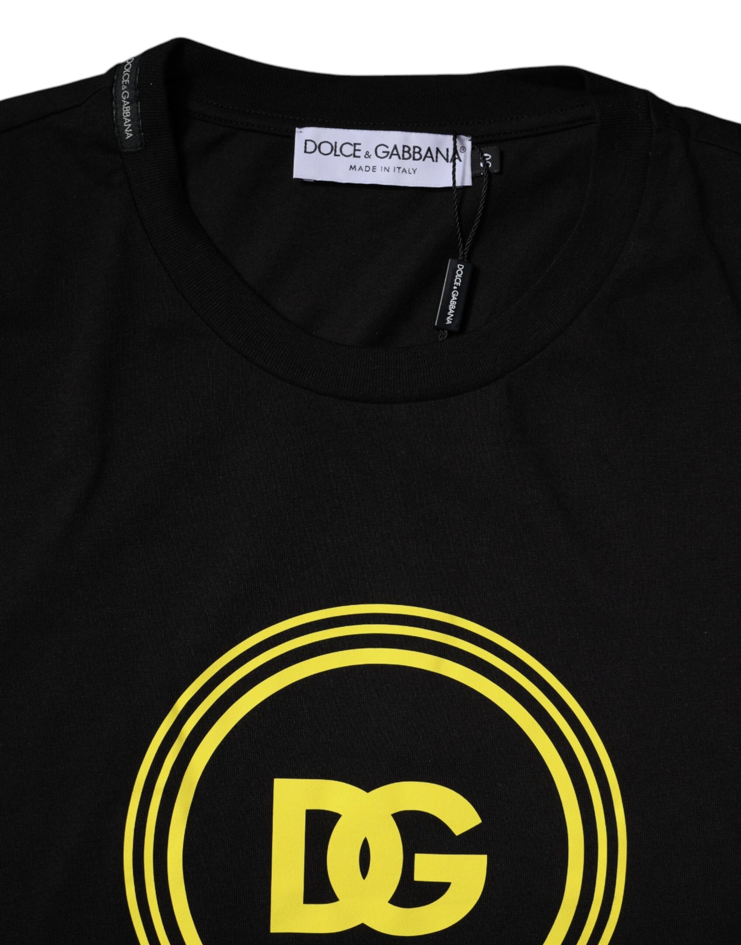 Camiseta de algodón con cuello redondo y estampado de logotipo negro de Dolce & Gabbana