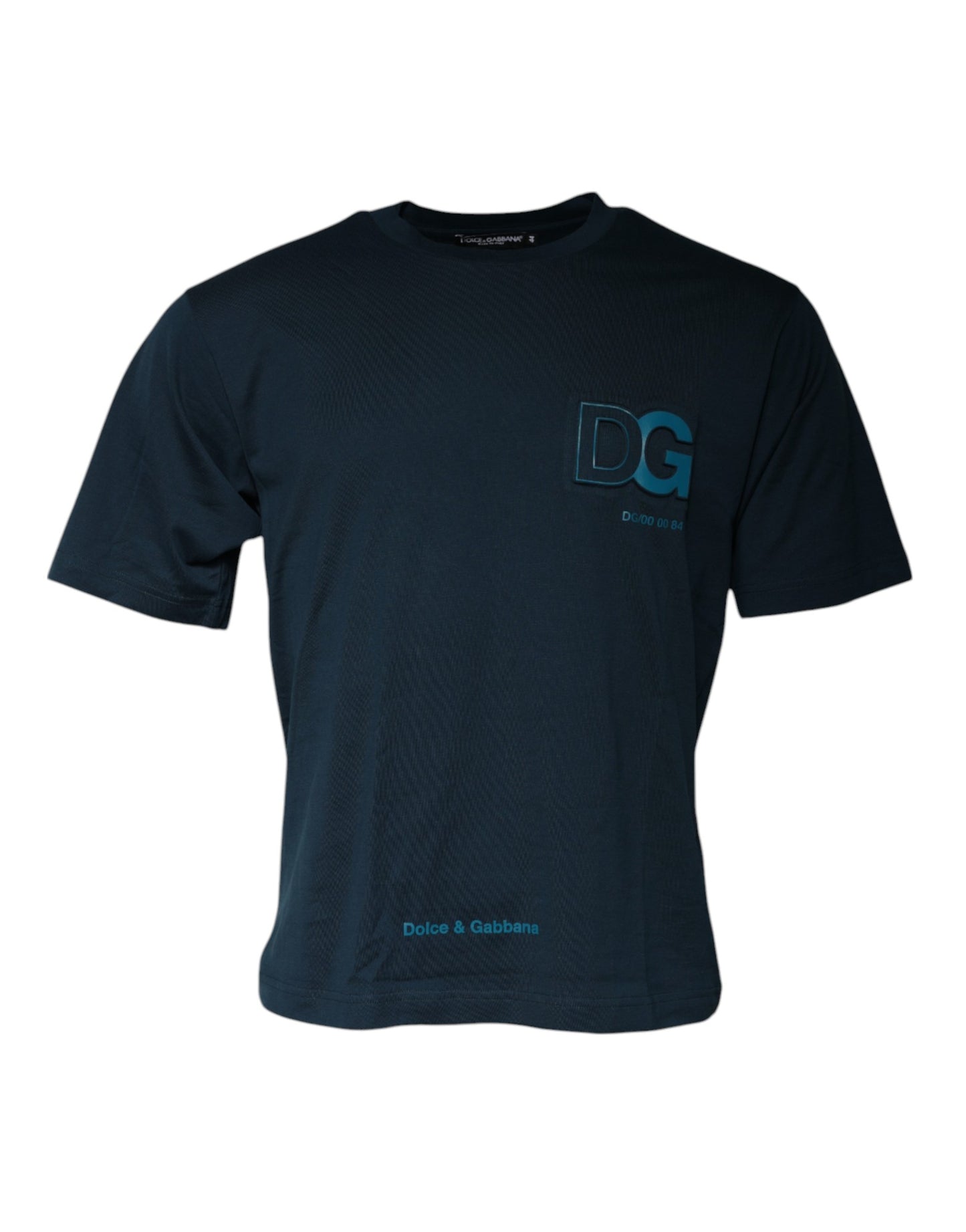 Camiseta de manga corta con cuello redondo y logotipo azul de Dolce & Gabbana