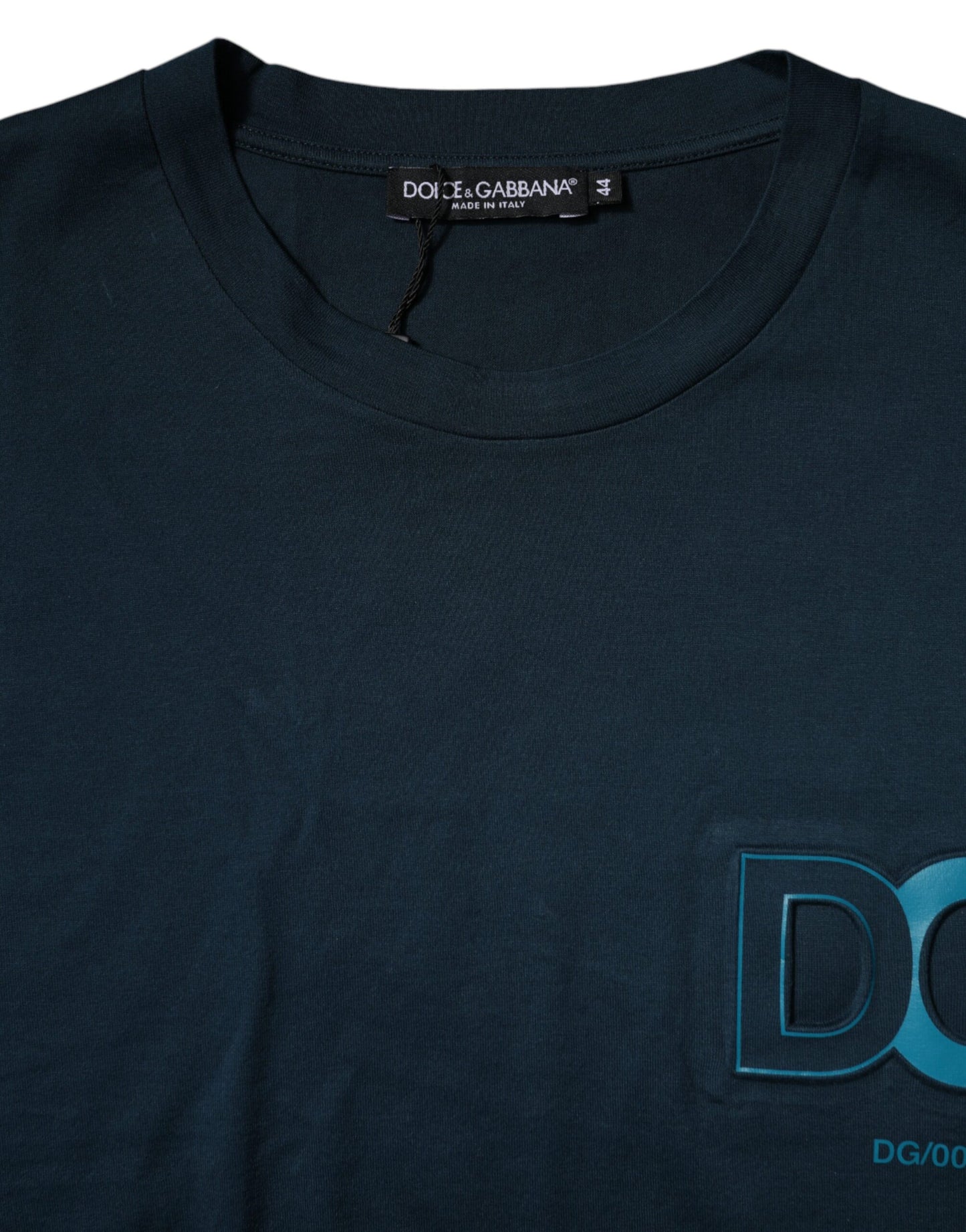 Camiseta de manga corta con cuello redondo y logotipo azul de Dolce & Gabbana