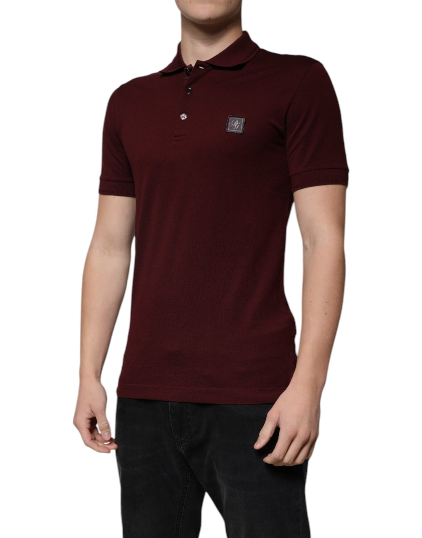 Dolce & Gabbana Maroon Collared Short Sleeves Polo T-shirt – IT44 | XS par Dolce & Gabbana | Disponible sur Sandy Store ByNet
