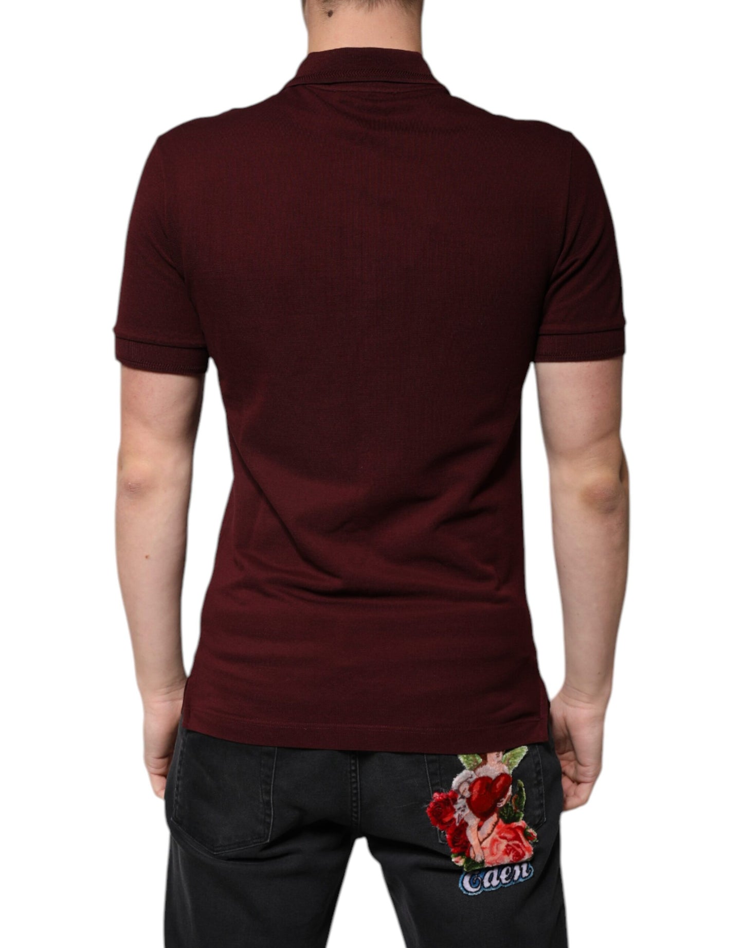 Dolce & Gabbana Maroon Collared Short Sleeves Polo T-shirt – IT44 | XS par Dolce & Gabbana | Disponible sur Sandy Store ByNet