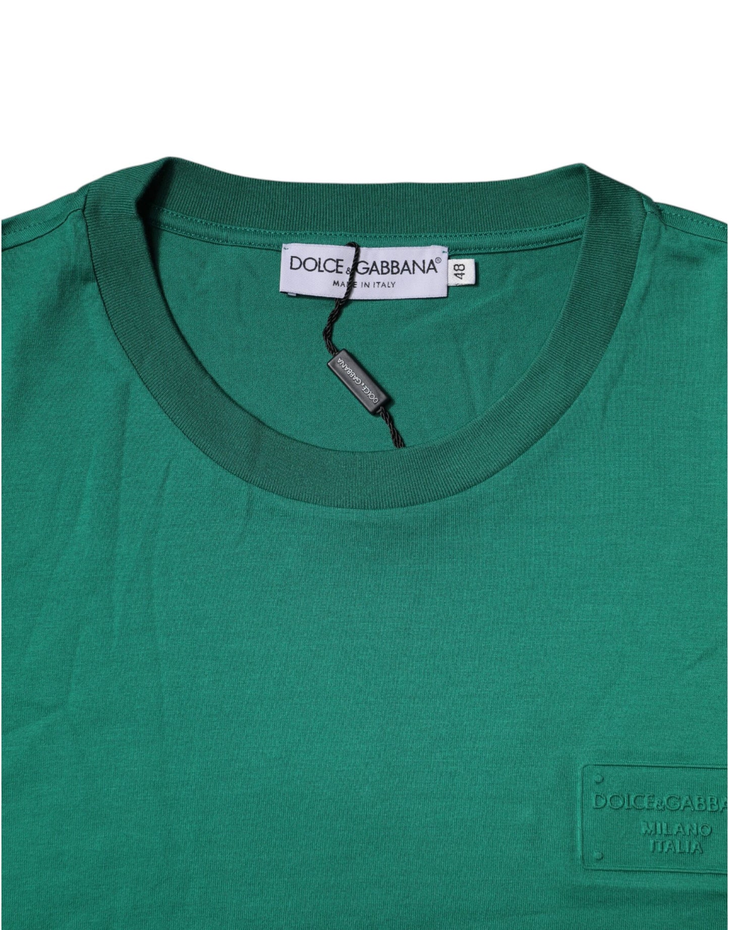 Camiseta de manga corta con cuello redondo y logotipo verde de Dolce & Gabbana