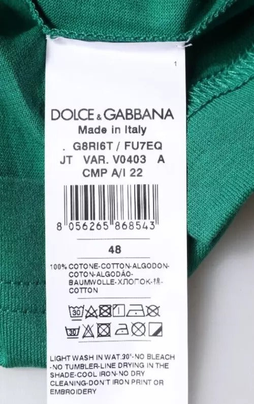 Camiseta de manga corta con cuello redondo y logotipo verde de Dolce & Gabbana