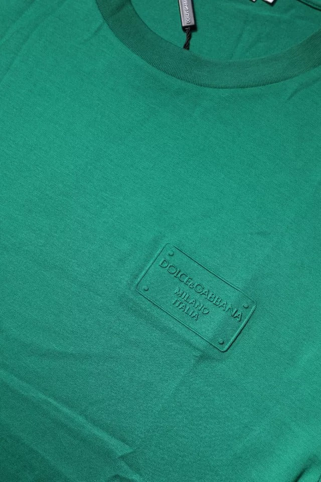Camiseta de manga corta con cuello redondo y logotipo verde de Dolce & Gabbana