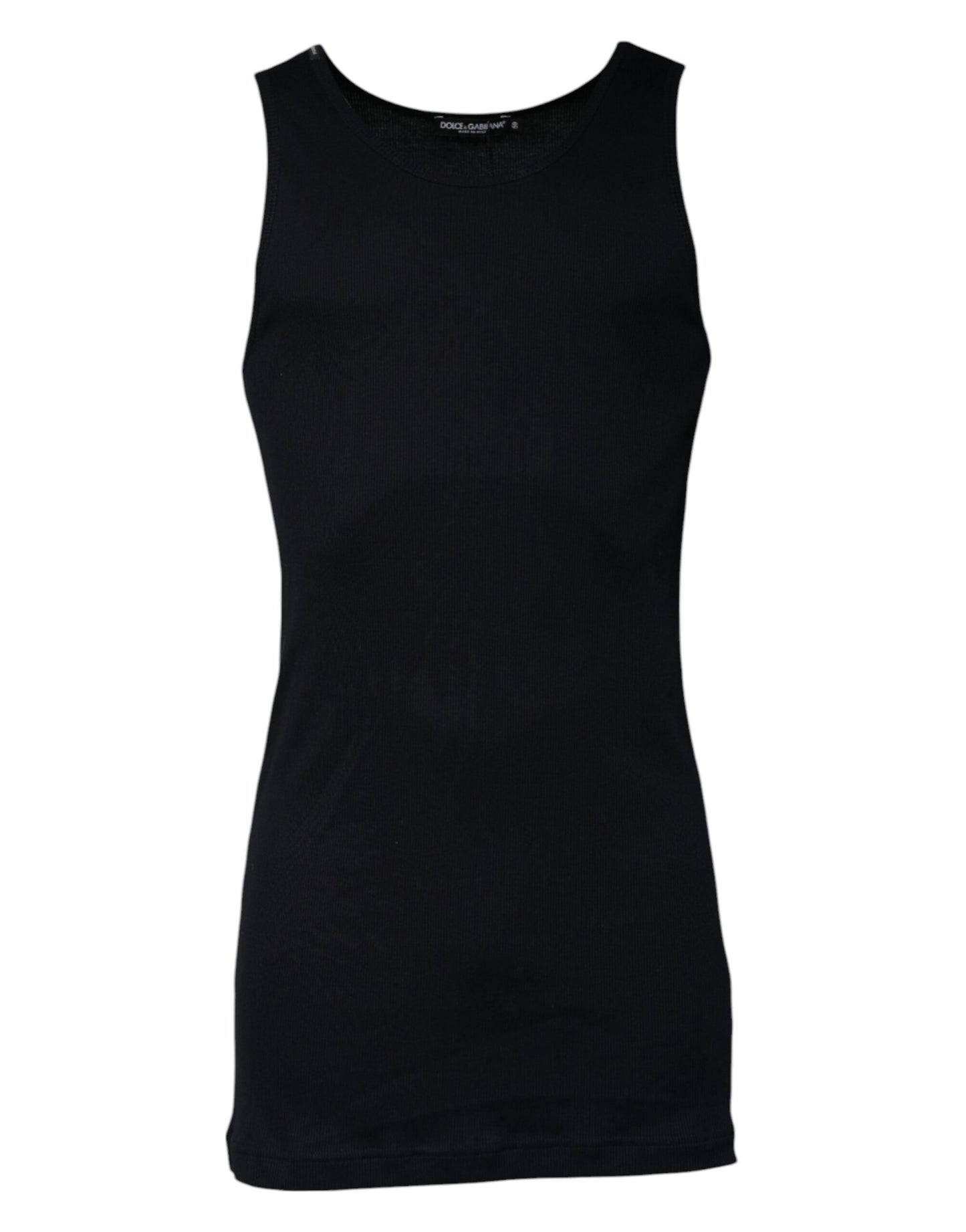 Camiseta sin mangas de algodón negra con cuello redondo de Dolce & Gabbana