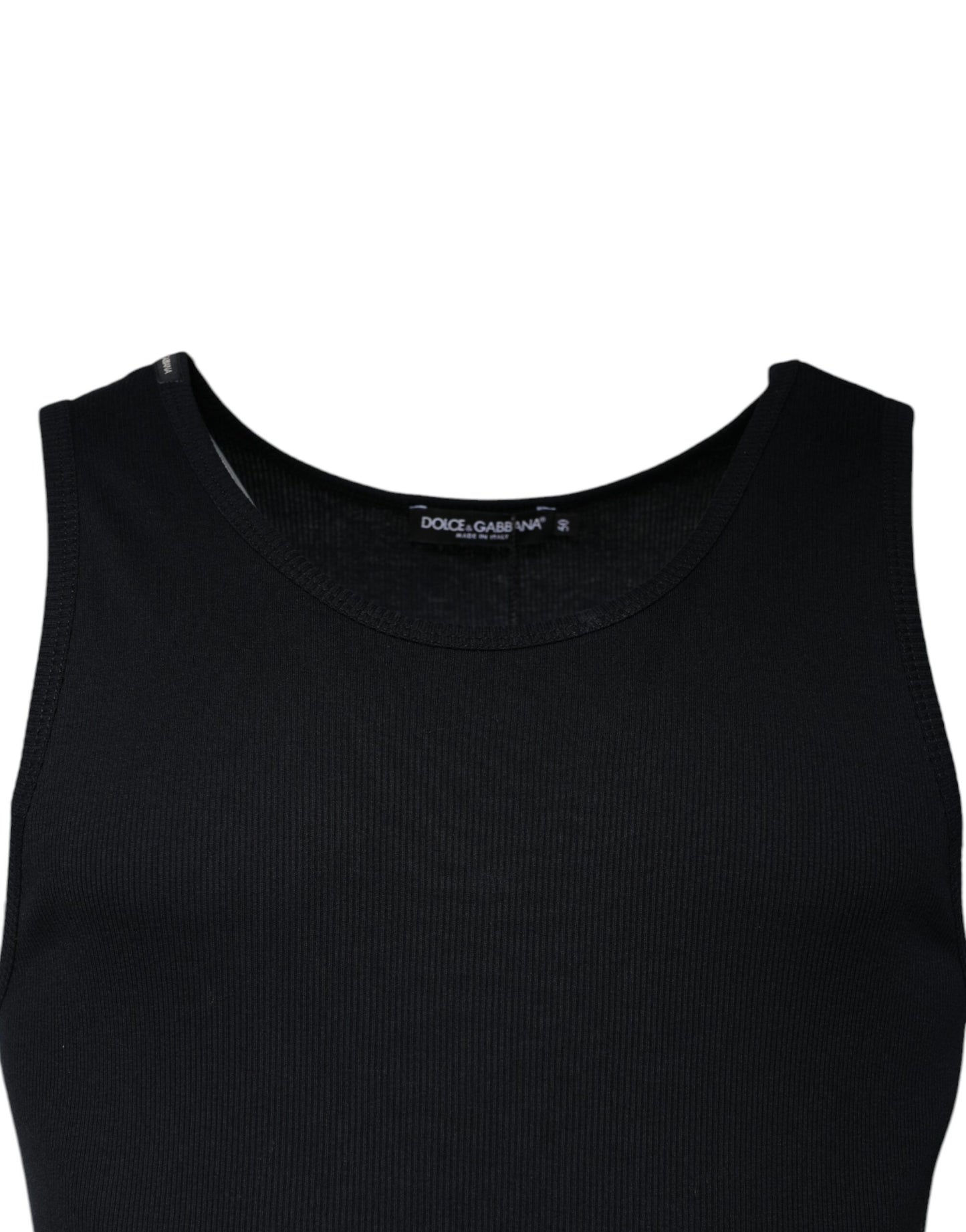 Camiseta sin mangas de algodón negra con cuello redondo de Dolce & Gabbana