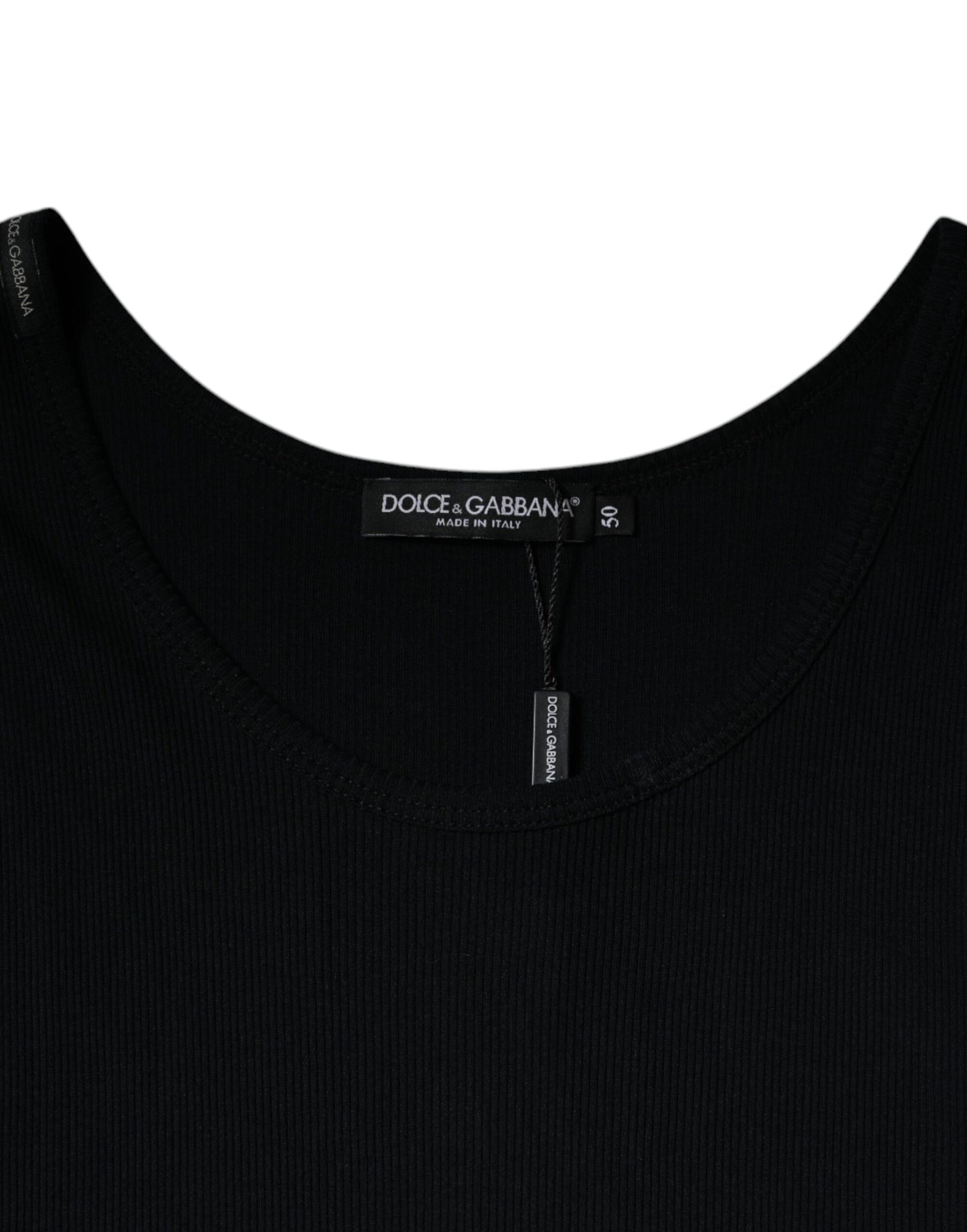 Camiseta sin mangas de algodón negra con cuello redondo de Dolce & Gabbana