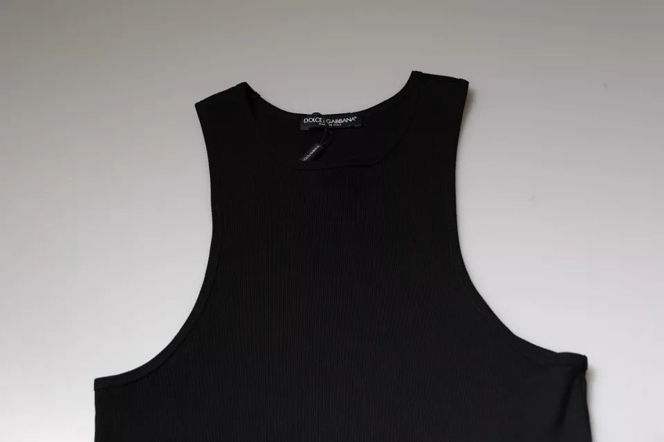 Camiseta sin mangas de algodón negra con cuello redondo de Dolce & Gabbana
