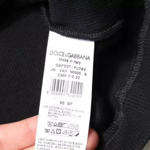 Camiseta sin mangas de algodón negra con cuello redondo de Dolce & Gabbana