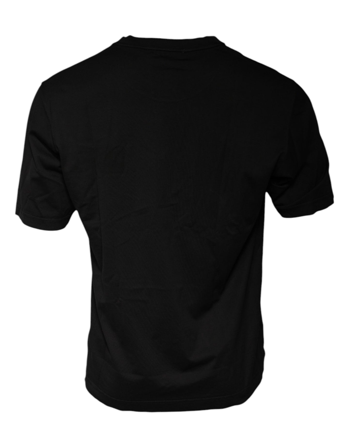 Dolce & Gabbana Camiseta negra de manga corta con cuello redondo de algodón