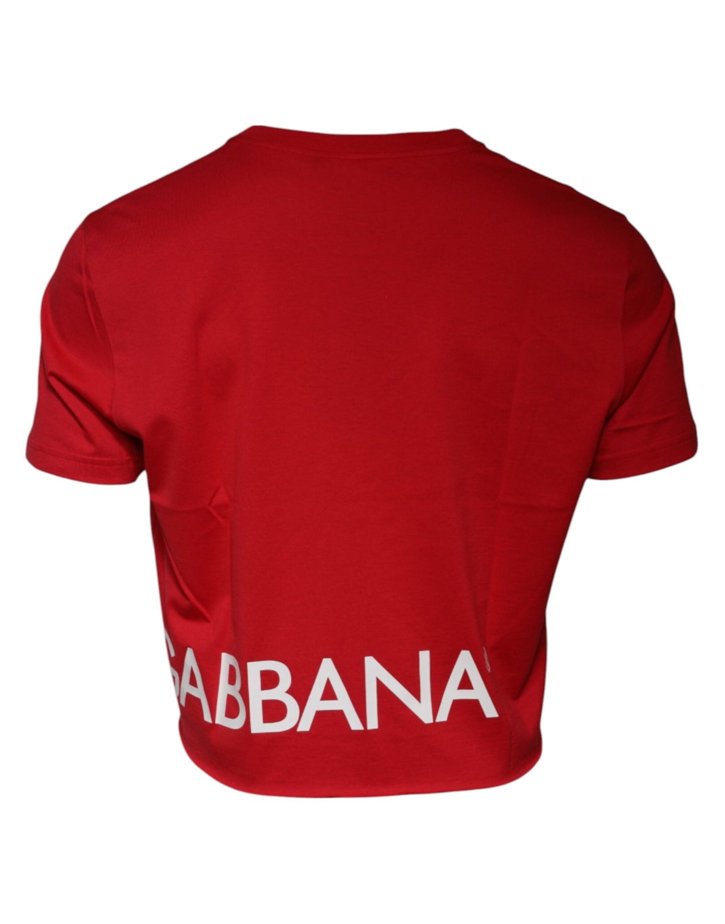 Camiseta corta de cuello redondo con estampado de logotipo rojo de Dolce & Gabbana