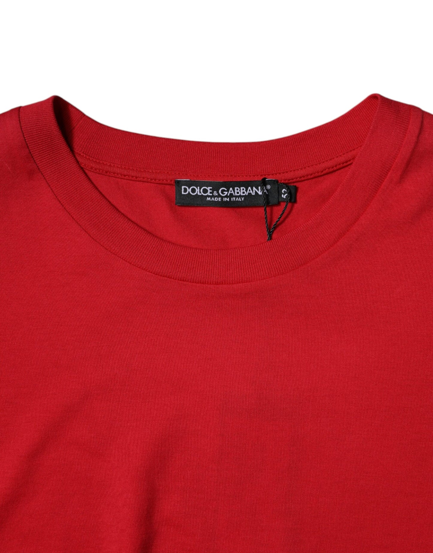 Camiseta corta de cuello redondo con estampado de logotipo rojo de Dolce & Gabbana