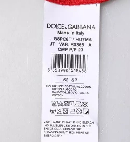 Camiseta corta de cuello redondo con estampado de logotipo rojo de Dolce & Gabbana
