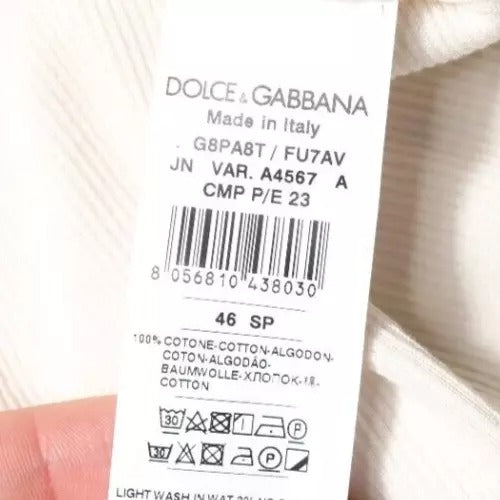 Dolce & Gabbana Off White Cotton Sleeveless Round Neck Tank T-shirt – IT46 | S par Dolce & Gabbana | Disponible sur Sandy Store ByNet